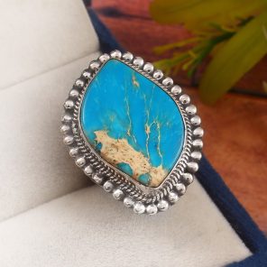 Sea Sediment Jasper Size US 8 925 Sterling Silver Ring (REXT52-77)