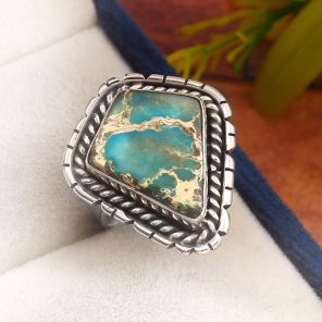 Sea Sediment Jasper Size US 5 925 Sterling Silver Ring (REXT52-98)