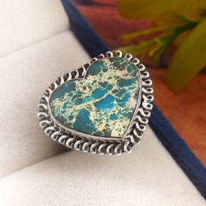 Sea Sediment Jasper Size US 7 925 Sterling Silver Ring (REXT52-67)