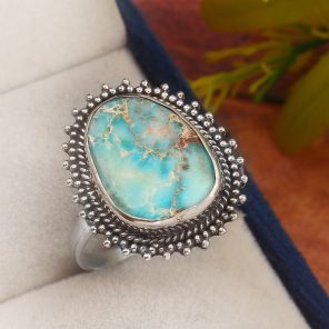 Sea Sediment Jasper Size US 12 925 Sterling Silver Ring (REXT52-95)