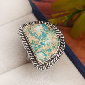 Sea Sediment Jasper Size US 7 925 Sterling Silver Ring (REXT52-69)