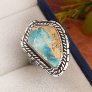 Sea Sediment Jasper Size US 8 925 Sterling Silver Ring (REXT52-104)
