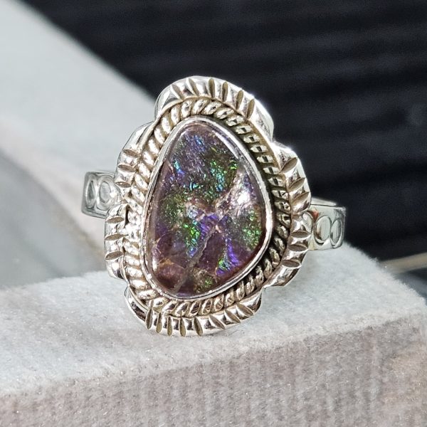 Ammolite Southwest Style Size US 10 925 Sterling Silver Ring (REXT14-50)