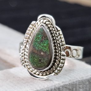 Ammolite Southwest Style Size US 9 925 Sterling Silver Ring (REXT14-48)