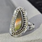 Ammolite Southwest Style Size US 6 925 Sterling Silver Ring (REXT14-25)