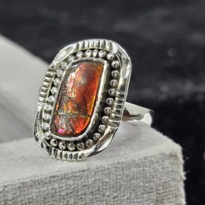 Ammolite Southwest Style Size US 9 925 Sterling Silver Ring (REXT14-30)