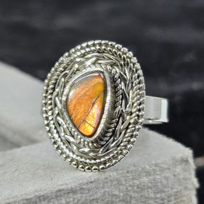 Ammolite Size US 9 925 Sterling Silver Ring (REXT14-41)