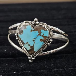No.8 Mines Turquoise Southwest Style 925 Sterling Silver Bangle Cuff (RS3-135)