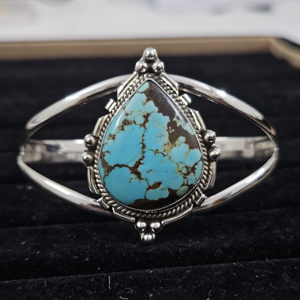 No.8 Mines Turquoise Southwest Style 925 Sterling Silver Bangle Cuff (RS3-136) - Image 3