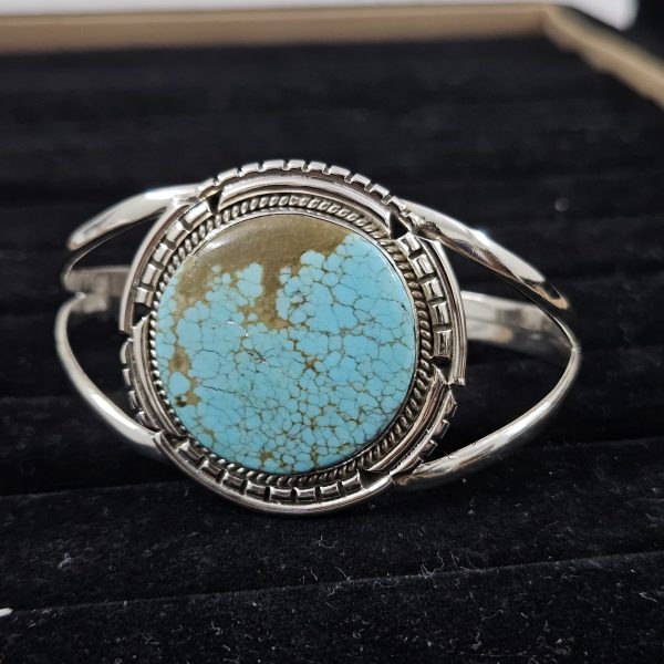 No.8 Mines Turquoise Southwest Style 925 Sterling Silver Bangle Cuff (RS3-134) - Image 3