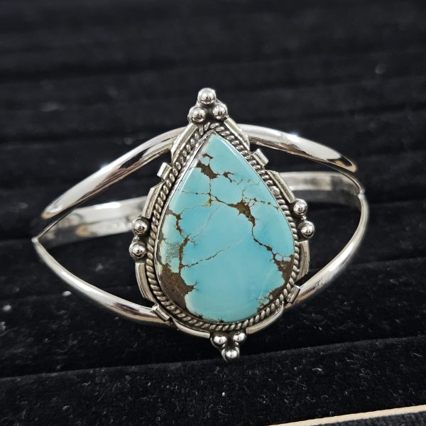 No.8 Mines Turquoise Southwest Style 925 Sterling Silver Bangle Cuff (RS3-133) - Image 2