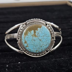 No.8 Mines Turquoise Southwest Style 925 Sterling Silver Bangle Cuff (RS3-134)