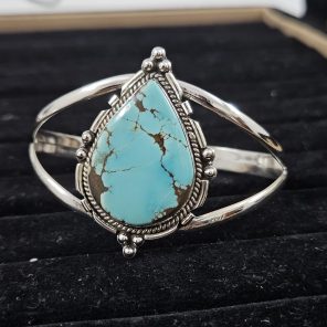 No.8 Mines Turquoise Southwest Style 925 Sterling Silver Bangle Cuff (RS3-133)