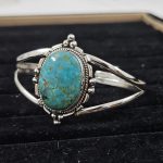 Kingman Turquoise Southwest Style 925 Sterling Silver Bangle Cuff (RS3-130)