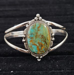 Kingman Turquoise Southwest Style 925 Sterling Silver Bangle Cuff (RS3-131)