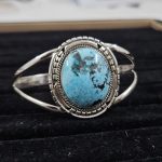 Morenci Turquoise Southwest Style 925 Sterling Silver Bangle Cuff (RS3-140)