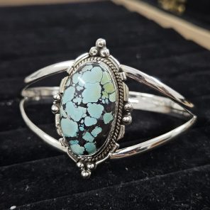 Bamboo Mountain Turquoise Southwest Style 925 Sterling Silver Bangle Cuff (RS3-139)