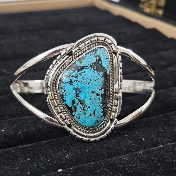 Bamboo Mountain Turquoise Southwest Style 925 Sterling Silver Bangle Cuff (RS3-138) - Image 3