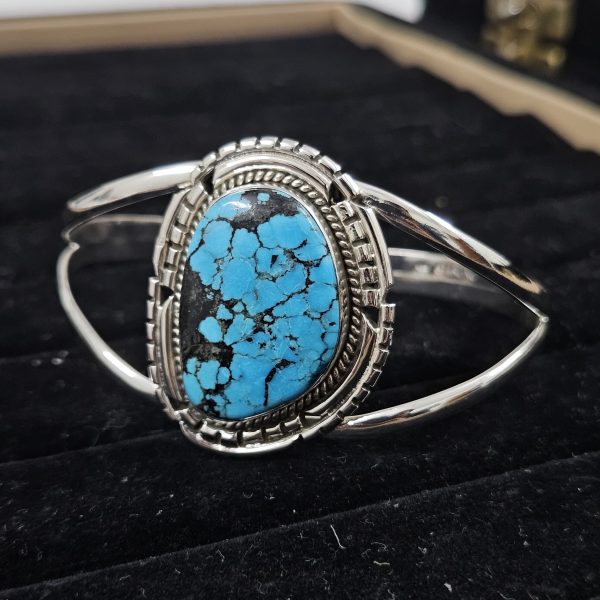 Bamboo Mountain Turquoise Southwest Style 925 Sterling Silver Bangle Cuff (RS3-137) - Image 3
