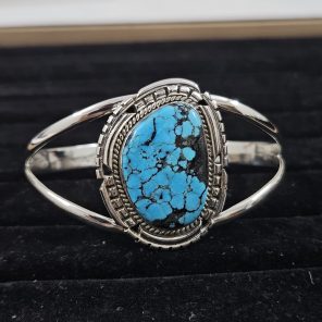Bamboo Mountain Turquoise Southwest Style 925 Sterling Silver Bangle Cuff (RS3-137)