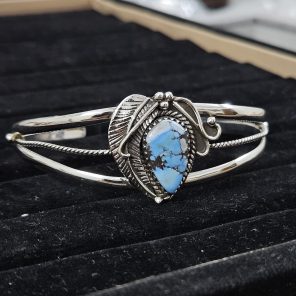 Golden Hill Turquoise Southwest Style 925 Sterling Silver Bangle Cuff (RSB2-161)