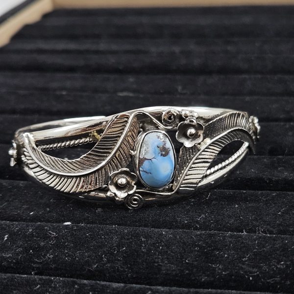 Golden Hill Turquoise Southwest Style 925 Sterling Silver Bangle Cuff (RSB2-160) - Image 2