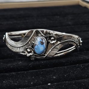 Golden Hill Turquoise Southwest Style 925 Sterling Silver Bangle Cuff (RSB2-160)