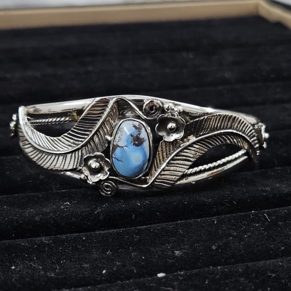 Golden Hill Turquoise Southwest Style 925 Sterling Silver Bangle Cuff (RSB2-160)