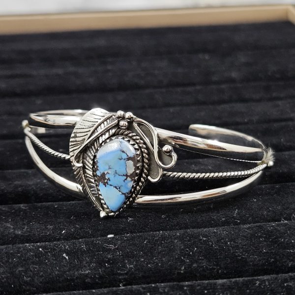 Golden Hill Turquoise Southwest Style 925 Sterling Silver Bangle Cuff (RSB2-161) - Image 2