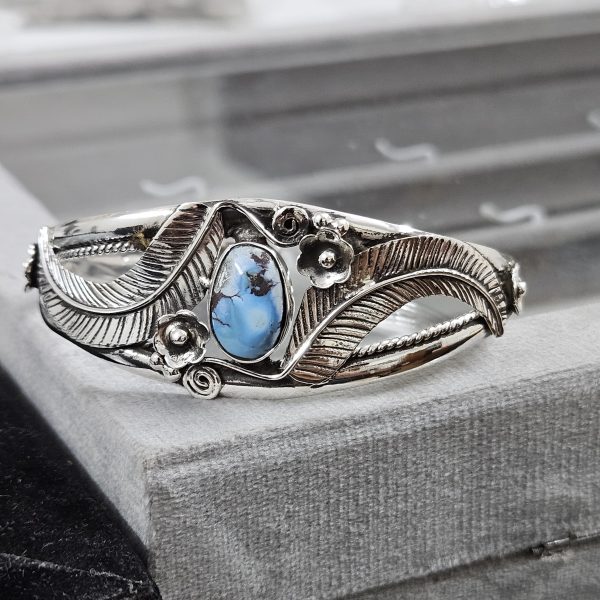 Golden Hill Turquoise Southwest Style 925 Sterling Silver Bangle Cuff (RSB2-160) - Image 3