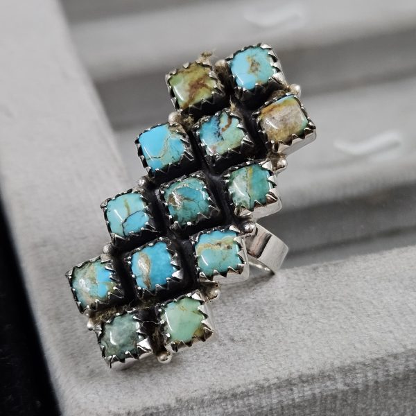 Mohave Turquoise Southwest Style 925 Sterling Silver Ring (REXT14-72) - Image 2