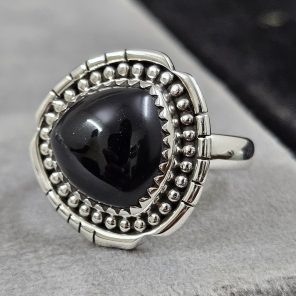 Black Onyx 925 Sterling Silver Ring (REXT73-93)