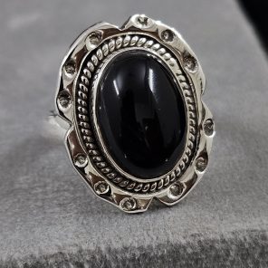 Black Onyx 925 Sterling Silver Ring (REXT73-92)
