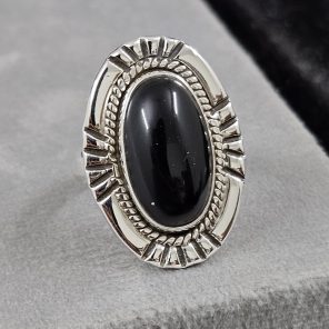 Black Onyx 925 Sterling Silver Ring (REXT73-88)