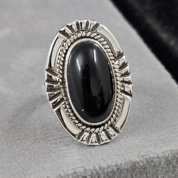 Black Onyx 925 Sterling Silver Ring (REXT73-88)