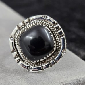Black Onyx 925 Sterling Silver Ring (REXT73-91)