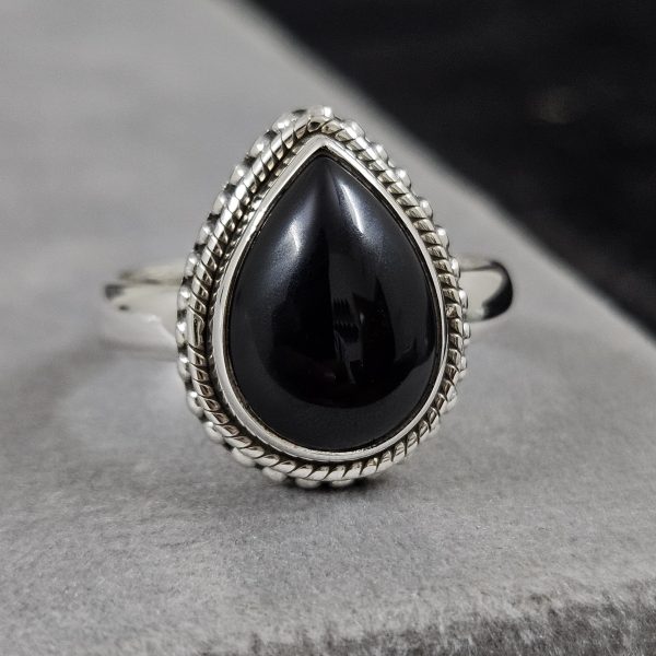 Black Onyx 925 Sterling Silver Ring (REXT73-95)