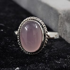 Lavender Chalcedony 925 Silver Ring (RS52-262)