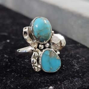 Kingman Turquoise Southwest Style 925 Silver Ring (RS59-226)