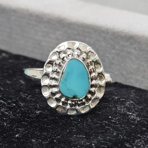 Kingman Turquoise Southwest Style 925 Silver Ring (RS59-227)
