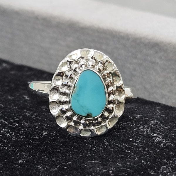 Kingman Turquoise Southwest Style 925 Silver Ring (RS59-227)