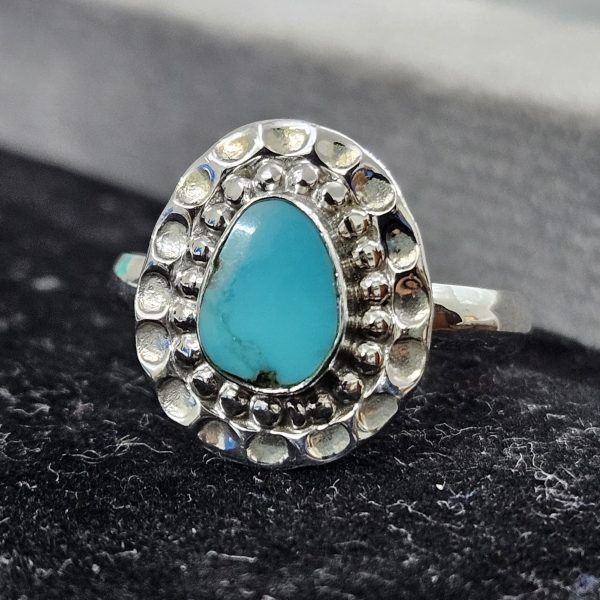 Kingman Turquoise Southwest Style 925 Silver Ring (RS59-227) - Image 2