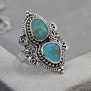 Kingman Turquoise 925 Silver Ring (RS59-228)
