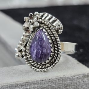 Charoite 925 Sterling Silver Ring (REXT59-1)