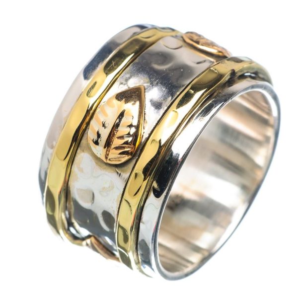 Spinner Meditation Two Tone Ring 925 Sterling Silver (REXT3-14)