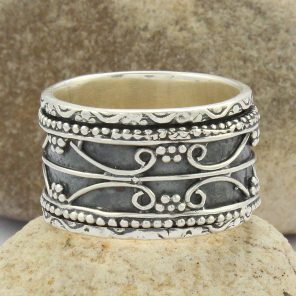Plain Nepalise Artwork Meditation Ring 925 Sterling Silver (REXT3-15)