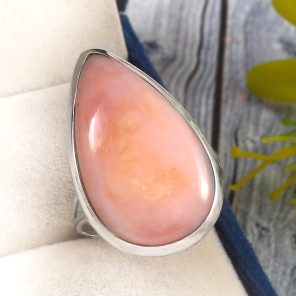 Pink Opal Size US 12 925 Sterling Silver Ring (RS65-39)