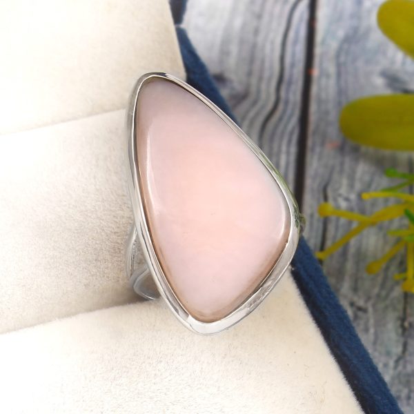 Pink Opal Size US 10 925 Sterling Silver Ring (RS65-34)