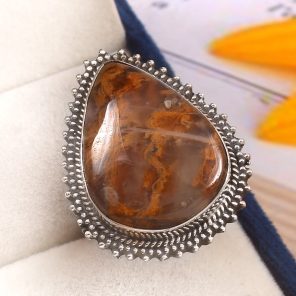 Indonesian Moss Agate Size US 11 925 Sterling Silver Ring (REXT60-57)