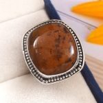 Indonesian Moss Agate Size US 8 925 Sterling Silver Ring (REXT60-41)